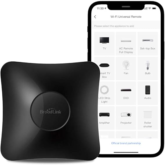 Broadlink Smart Home Hub RM4 Pro IR und HF Universal-Fernbedienung Code-Lernfunktion WLAN für Smart Home und Entertainmenteinrichtungen (TV STB Klimaanlage Vorhangmotor) kompatibel mit Alexa