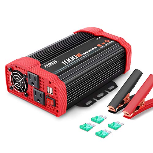 1000W Car Power Inverter, DC 12V to AC 110V Car Inverter with Dual AC Outlets and Dual 3.1A Quick Charging USB Port Car Adapter