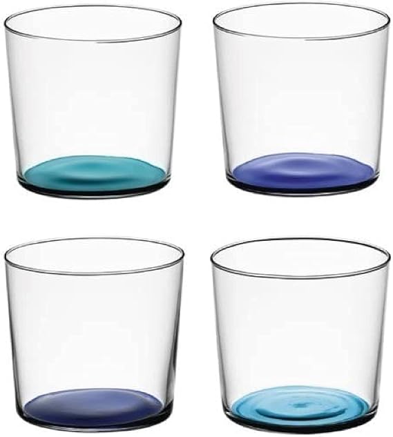 LSA International Coro Tumbler 310ml Lagoon Assorted | Set of 4 | Hand Painted Glassware | CZ12, Blue