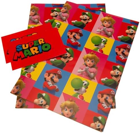Super Mario Characters Gift Wrap Pack of 4 One Size Multicolored