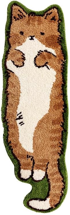Cat Tufted Rug, Cute Cartoon Cat Shaped Rug, Plush Irregular Shaped, Non-Slip Washable, Soft Bedside Rug for Bedroom, Living Room Decoration (Brown, 40 * 120CM)