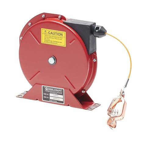 Reelcraft 3050 50 Spring Retractable Grounding Reel, Nylon Coated Cable Made From Industrial Grade Carbon Steel