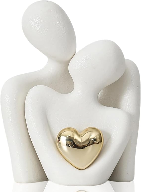 Romantic Couple Hugging Statue, Porcelain Wedding Gifts, Engagement Gifts, Abstract Porcelain Ornaments, for Living Room Home Engagement, Valentine's Day