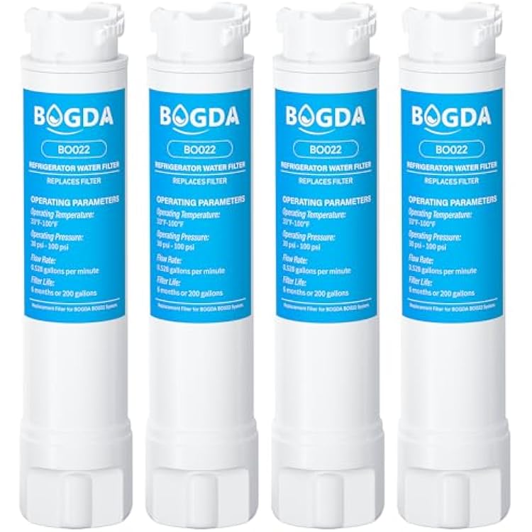 Water Filter Fit for EPTWFU01 Frigi-daire Replacement 4 count, Compatible with Pure-Source Ultra 2, EWF-02, 012505454226, 4562222, Multiple Filtration and Drink Clear, white,By BOGDA