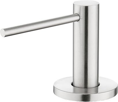 Sink Soap Dispenser for Kitchen, Built in Sink Soap Dispensers Brushed Nickel Stainless Steel Lotion Dispenser with 17oz Large Liquid Bottle, Refill from The Top