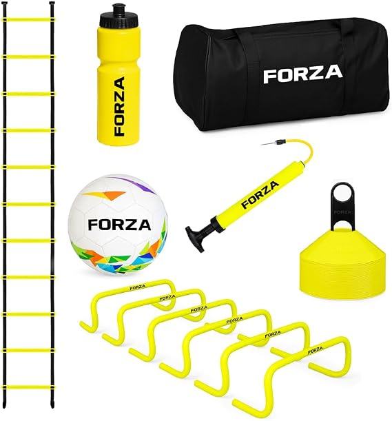 FORZA Multi-Sport Training Equipment Set Speed Hurdles, Agility Ladder, Garden Soccer Ball, Cones, Ball Pump, Water Bottle & Carry Bag | Durable Training Gear for Soccer, Agility Drills
