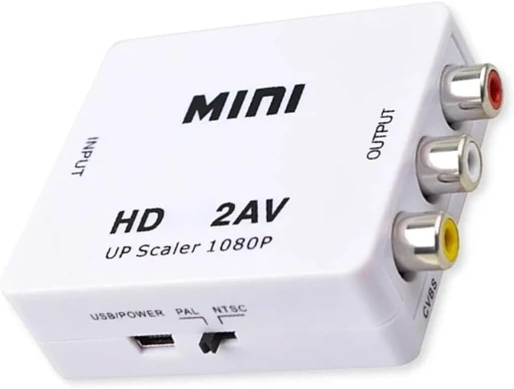 HDMI-Compatible to RCA Converter AVCVBS LR Video Set Top Box Up Scaler 1080P MINI HD2AV Support NTSC PAL Output HD to AV Supports HD CompatibleWhite
