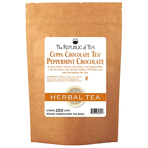 The Republic of Tea Peppermint Cuppa Chocolate Tea Bags, Low-Caffeine, 250 Servings