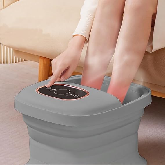 Coverzone Ayak Spa ve Masaj Taşınabilir Katlanabilir Ayak Küveti Sabit Sıcaklık Kontrolü ve Tam Otomatik Ayak Masajı YB-7012 (Gri)