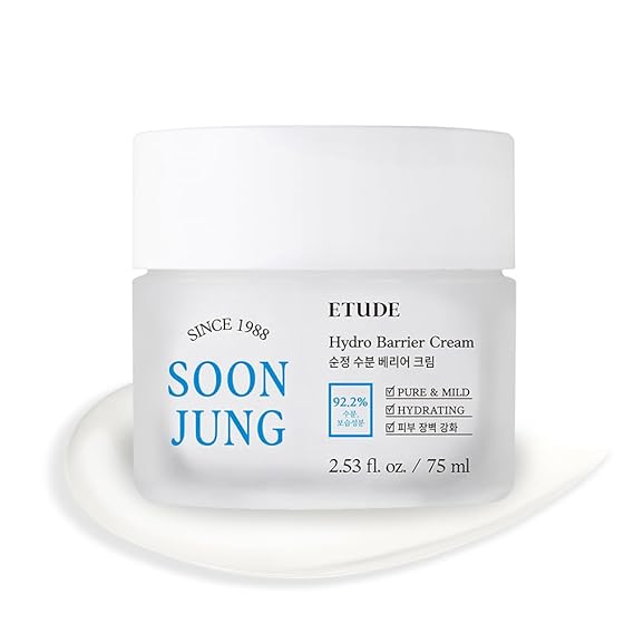 ETUDE SoonJung Hydro Barrier Cream, Face Moisturizer for Sensitive Skin, 92.2% Hydrating Ingredients, Low pH Level 5.5, Dermatologically Tested, Panthenol, Madecassoside, Korean Skin Care (2.53 Fl Oz)