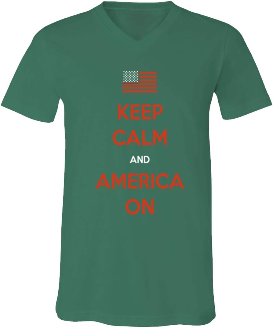 America Hetalia Keep Calm and America On for 4th of July V-Neck T-Shirts for Men