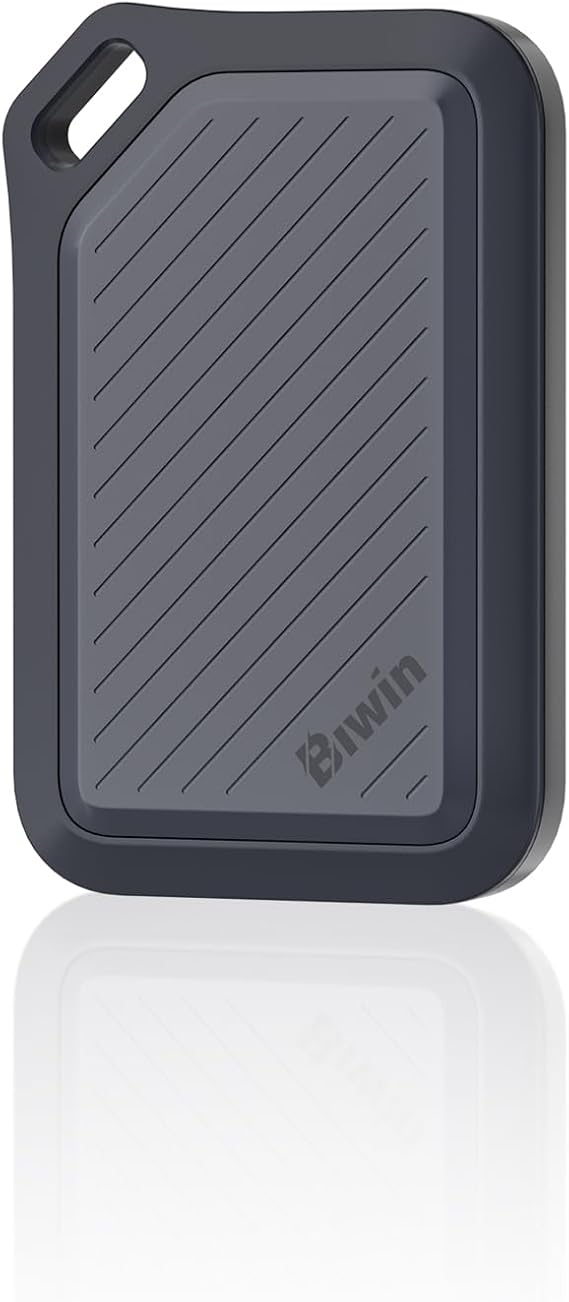 Biwin Amber PR2000 Externe SSD 1TB USB 3.2 Gen2x2 - Bis zu 2000 MB/s IP67 wasserdicht - Portable NVMe External Solid State Drives mit USB-C & USB-A Adapter Schwarz