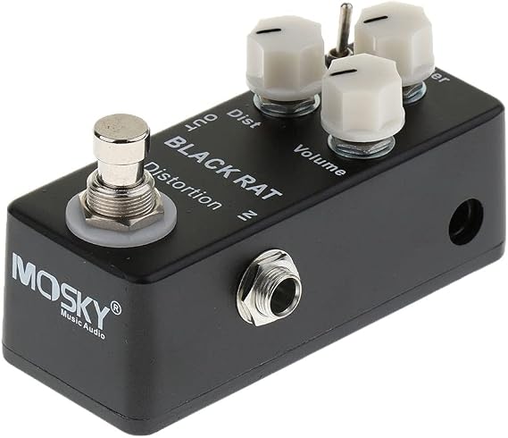 Mosky Black Rat Distortion Guitar Effects Pedal Mini Size Aluminum Alloy Body True Bypass LED Indicator Anti-Slip Rubber Pads