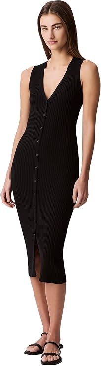Calvin Klein Women's Cotton Rib V-Neck Polo Dress