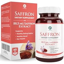 1 Body Saffron Extract Supplement, 88.5 mg Safranal, Antioxidant and Mood Support, Vegetarian Capsules