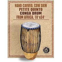 Africa Heartwood Project Classic Hand-carved African Quinto Conga Drum - Solid wood, Cow skin, Rope tuned - 10x24 Size
