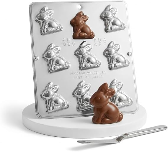 Easter Bunny Chocolate Candy Mold 899 with 9 Cavities, 2" x 2" Cavity Size