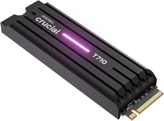 Crucial T710 PCIe Gen5 NVMe 1TB SSD Heatsink, Up to 14,900 MB/s, Laptop & Desktop Compatible (PC), for Creatives and Hardcore Gamers, Solid State Drive, Includes 1Mo Adobe CC CT1000T710SSD5-01