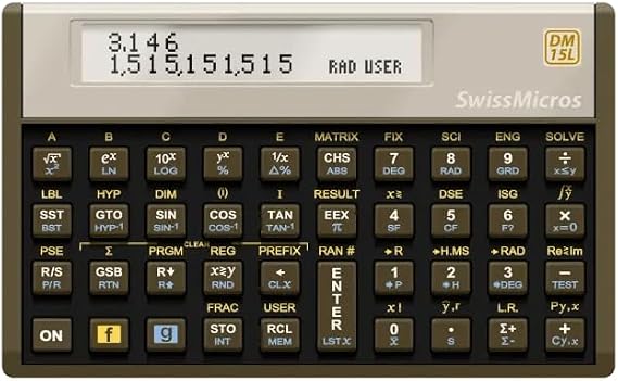 SwissMicros DM15L RPN Calculator HP 15C Inspired |Titanium Shell | Complex Numbers & Matrix | USB | Root-Solver
