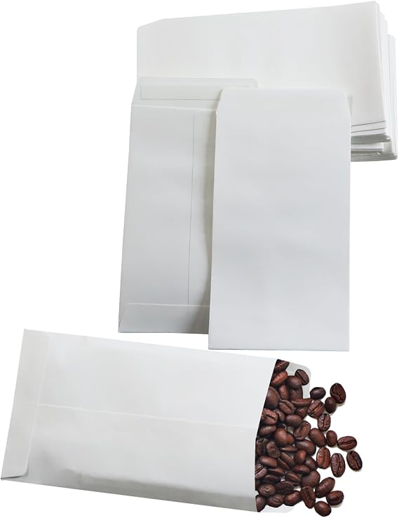 50Pcs Seed Packet, Self-Adhesive Small Envelopes, White Seed Envelopes Money Envelope Mini Envelope for Coin Bead Small Items (6 x 10 cm)