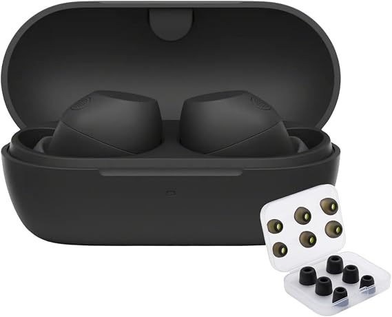 Sony - Wireless Noise-Cancelling Earbuds Bundle with Ear Tips 2 Items - Black
