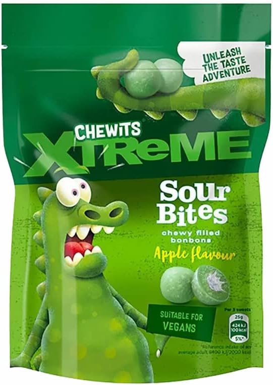 CHEWITS Xtreme Apple & Lemon Sour Bites 115g 6 Pieces
