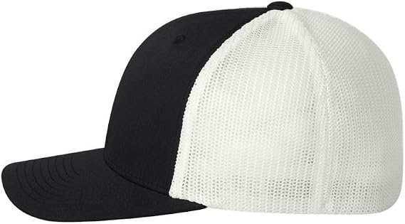 Flexfit Structured Low-Profile Trucker Cap, One Size (Black/White)