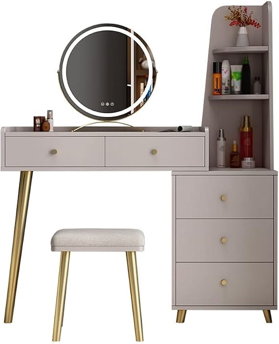 Dressing Table Dresser Table Set Bedroom Modern Minimalist Storage Cabinet Dressing Table Multifunctional Vanity Table Dressing Table with Mirror(F)