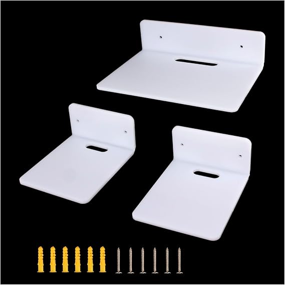 Small Acrylic Wall Shelf Set of 3 Hanging Shelves Mini Wall Shelves Dimensions are 14×12cm and 23×16.5cm with Screws respectively
