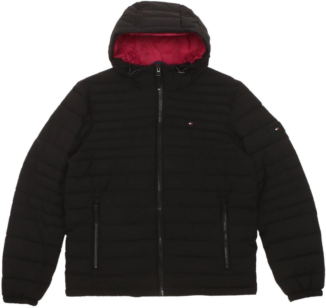 Tommy Hilfiger Down Jacket Coat Stretch Quilted Hoodie Padding Simple Black Mens 151AP619 BLK STRETCH QUILTED HOODY BLACK Parallel Import