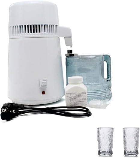 Water Distiller Countertop Water Distiller Filter Machine Distillation Purifier Equipment Stainless Steel Water Distiller Water Purifier 4L to Make Clean Water