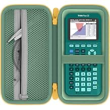 Calculator Case Compatible with Texas Instruments TI-84 Evo/TI-84 Plus CE/TI-84 Plus/TI-Nspire CX II CAS/TI-Nspire CX II/TI-83 Plus Color Graphing Calculator(Green Case,Yellow Zipper)