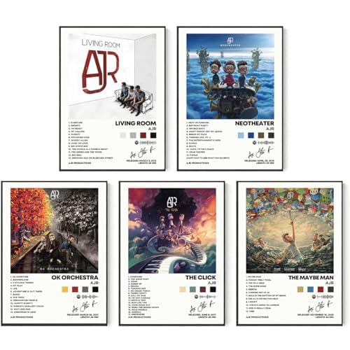 PEIXEN AJR Album Cover Signed Limited Posters Print Rapper Music Posters Canvas Wall Art Room Aesthetic Set of 5 for Teen and Girls Dorm Decor 8x10 inch Unframed