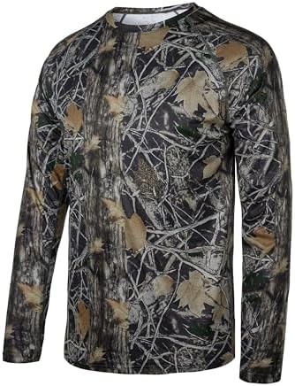 FISHEAL Mens Hunting Camo Shirt, Long Sleeve Performance Quick Dry Camouflage Shirts for Fishing Outdoor UPF 50