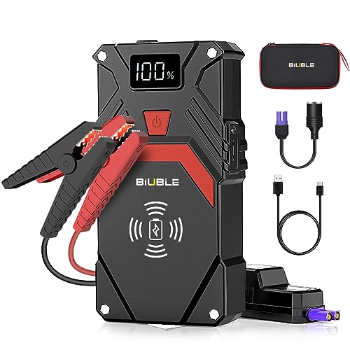 Car Jump Starter, 2500A Peak 12V Auto Booster Battery Pack Jump BoxUp to All Gas or 8.0L Diesel Engine, 50 Times Jump Starter with 10W Wireless Charger Smart Jump Cables