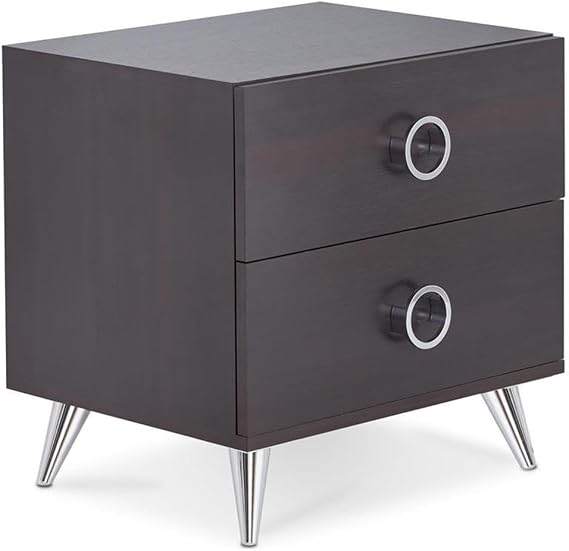 Acme Rectangular Accent Table 20''L x 17''W x 20''H Nightstand Side Table End Table with 2 Drawers Storage for Bedroom Living Room Office, Wood Frame, Easy Assembly, Espresso Finish