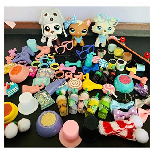 LPS 10pc Accessory Set - Skateboard, Drinks, Bows, Cake - Multicolor Animal Theme for Kids 3