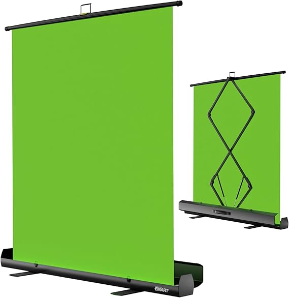 EMART Upgrade Green Screen, 58x74in Collapsible Chroma Key Panel for Background Removal, Portable & Retractable Wrinkle-Resistant Backdrop with Stand for Streaming, Photographic Studio, TikTok