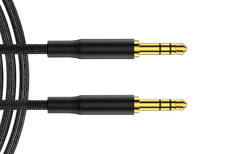 Aux Cable Nylon Braided Stereo 3.5mm Audio Cable,Mini Jack Male to Male Audio Cable, Aux Lead Auxiliary for Smart Phones, Car,Home Stereo,Laptop and More Black