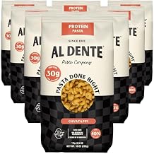Al Dente Protein Pasta Cavatappi 30g High Protein in 3.5oz Serving, Lower Carb. Cage-Free Eggs & Semolina. (Previously Carba-Nada, Packaging May Vary) 10oz Bags (Pack of 8)