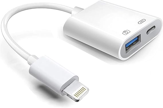 Lightning to USB Camera Adapter with Charging Port, Apple MFi Certified OTG Dongle for iPhone 14 13 12 11 X XS XR 8, iPad to USB Flash Drive, Card Reader, Keyboard, Mouse, Piano
