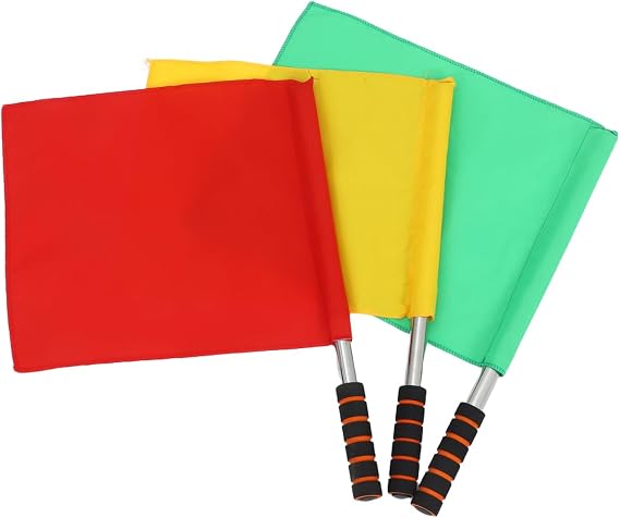 Yardwe 3Pcs Flags Red Green Yellow for Traffic Control Safety Signaling Handheld Flags 18X14 Inch