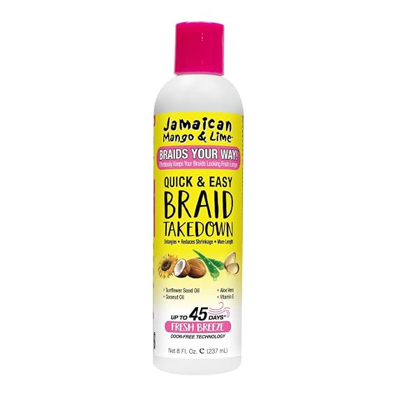 Jamaican Mango & Lime Braids Your Way Quick & Easy Braid Takedown Lotion Detangling & Braid Removal Softens Knots, Reduces Breakage, Moisturizes Hair & Loosens Build-Up