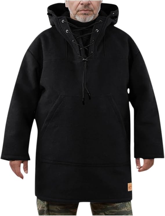 Alalaso Men's Casual Hoodies Solide Color Fall Pullover Drawstring Cotton Quarter Zip Sweatshirt with Pocket