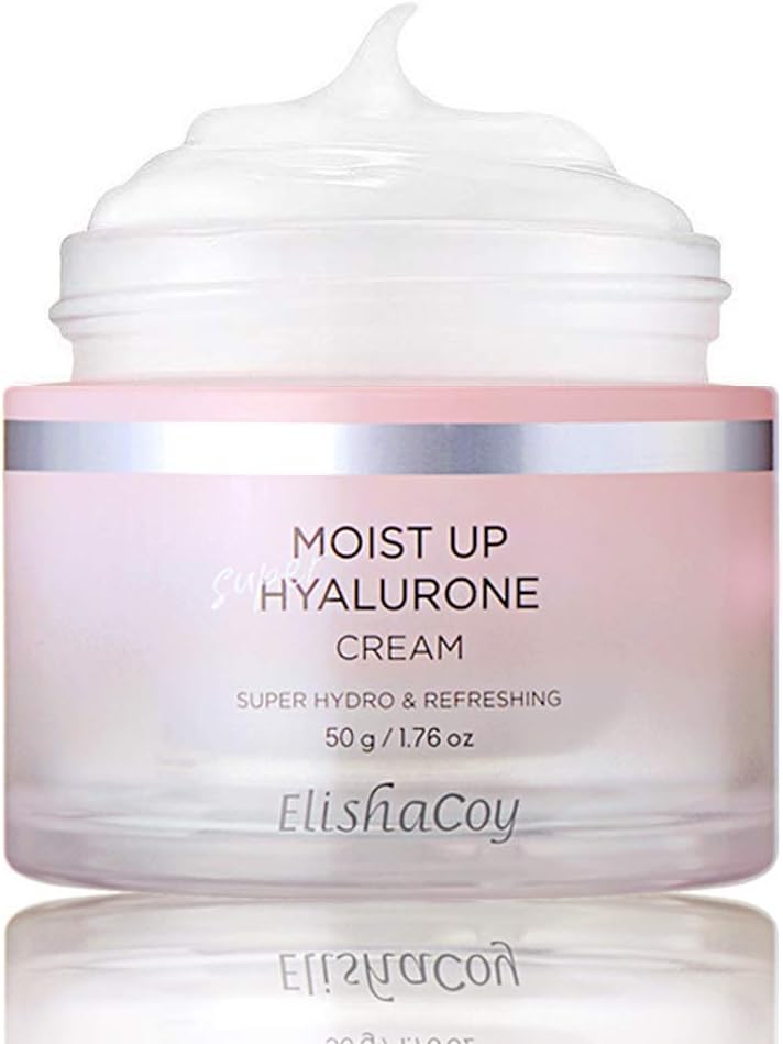 ELISHACOY Moist Up Super Hyalurone Cream 1.69 oz. 50g - Oil Free Cream for Cooling Hydration, Fermented Lotus Flower Extracts and Hyaluronic Acid Contained Moisturizing Facial Cream