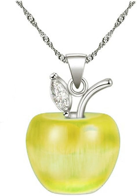 Uloveido Silver Plated Candy Apple Cubic Zirconia Pendant Necklace Earrings Jewelry for Women YL007