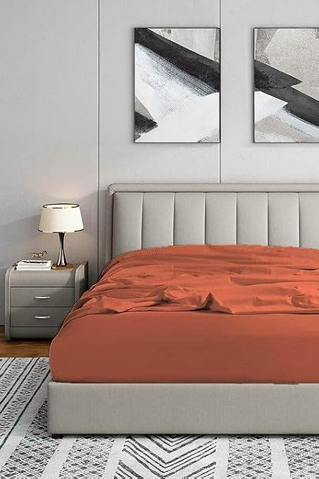 Soley | Jersey |%100 Doğal Pamuklu Tek Kişilik 120 x 200 Lastikli Çarşaf Kiremit
