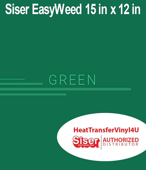 Siser EasyWeed Iron On Heat Transfer Vinyl 15 Inches x 12 Inches Sheet (Green) Compatible with Siser Romeo/Juliet & Other Professional or Craft Cutters - Layerable - CPSIA Certified