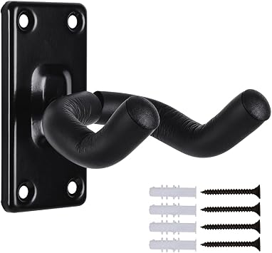 WOGOD Guitar Wall Mount Hangers Hook Holder Stand (1Pack-Black ...