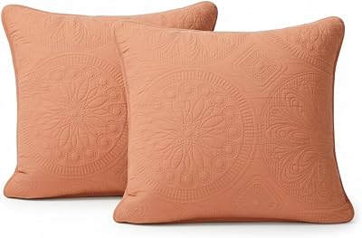 Tache 18 Inch Cotton Tuscany Sunrise 2 Piece Orange Floral Cushion Throw Pillow Covers